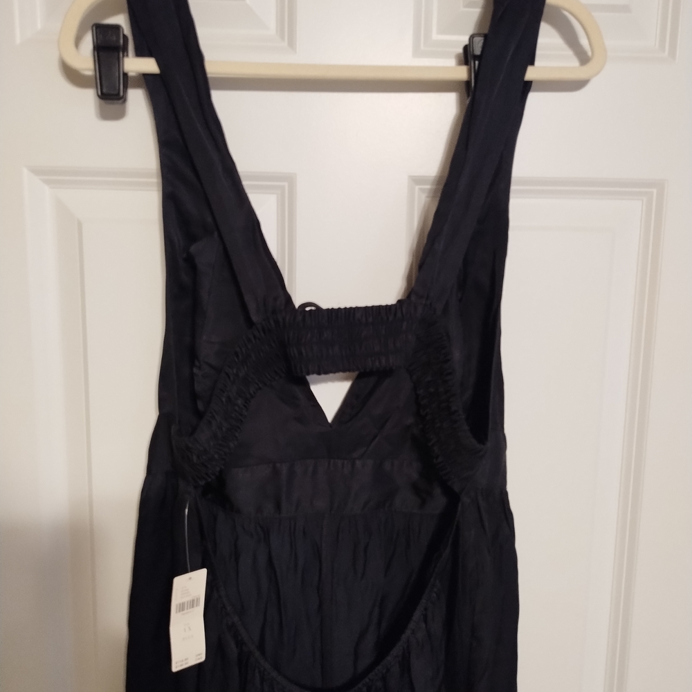 Anthropologie Black Satin Jumpsuit Pajamas - Picture 4 of 9